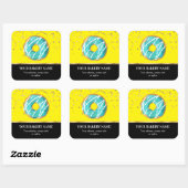 Bäckerei Business Donut Blue Yellow Confetti Quadratischer Aufkleber (Blatt)