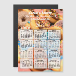 Bäckerei Business Donuts Mini Kalender Magnet 2019