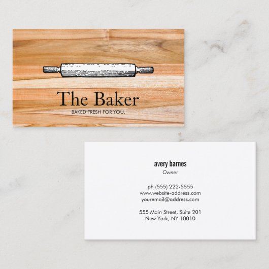 Bäckerei Button Bäckerei Catering Holz Visitenkarte (Vorne/Hinten)
