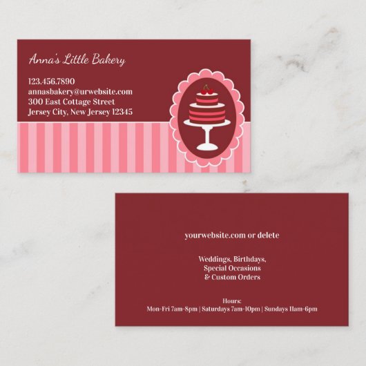 Bäckerei Cake Business Cards Visitenkarte (Vorne/Hinten)