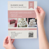 Bäckerei Cake Custom Foto QR Flyer (Hand)