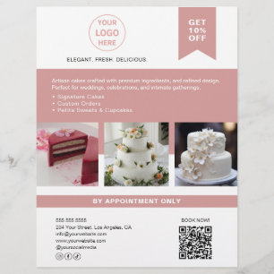Bäckerei Cake Custom Logo White Business Flyer