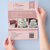 Bäckerei Cake Custom Monogram Logo Pink Flyer (Hand)