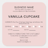 Bäckerei Cake Zuhause — Legale Lebensmittellizenz Quadratischer Aufkleber (Vorderseite)