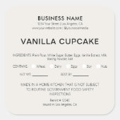 Bäckerei Cake Zuhause — Legale Lebensmittellizenz Quadratischer Aufkleber (Vorderseite)