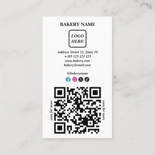 Bäckerei Cakes QR Code Loyalität Karte (Rückseite)