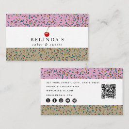 Bäckerei Cakes & Süßigkeiten QR Code Social Media  Visitenkarte
