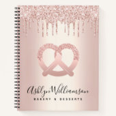 Bäckerei Catering Konditorei Koch Rose Gold Glitze Notizblock (Vorderseite)