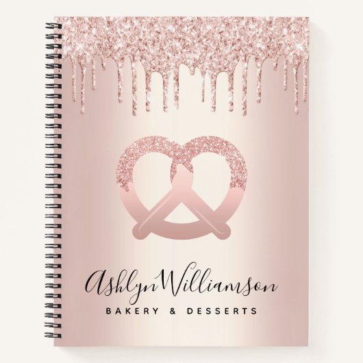 Bäckerei Catering Konditorei Koch Rose Gold Glitze Notizblock (Vorderseite)