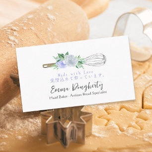 Bäckerei-Chef-Schneebesen-Backutensil Lila Blüten Visitenkarte