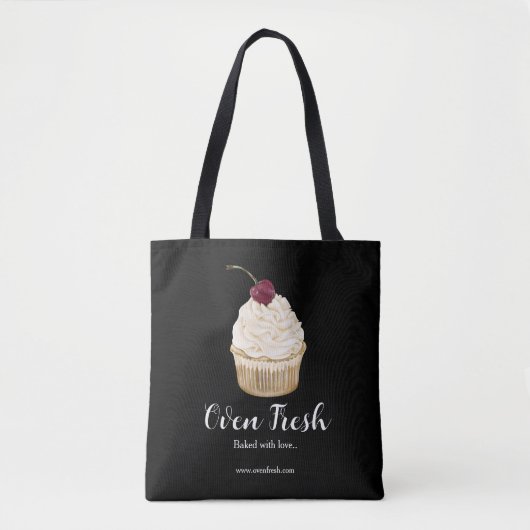 Bäckerei Cherry Cupcake Konditorei Koch Schwarz Tasche (Vorderseite)