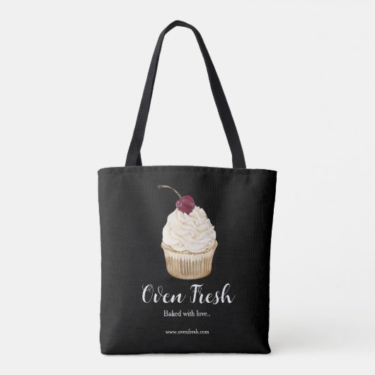 Bäckerei Cherry Cupcake Konditorei Koch Schwarz Tasche (Rückseite)
