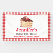 Bäckerei Chocolate Cake Red Gingham Werbeaktion Banner (Horizontal)