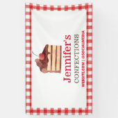 Bäckerei Chocolate Cake Red Gingham Werbeaktion Banner (Vertikal)