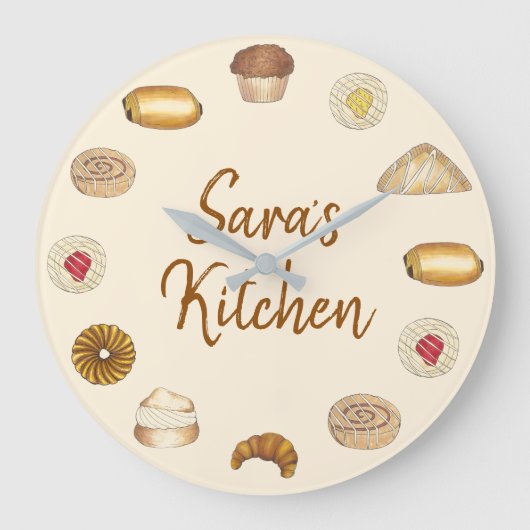 Bäckerei Croissant Danish Muffin Backwaren Große Wanduhr (Vorderseite)