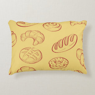 Bäckerei, Croissants, Lebensmittel Vintage nahtlos Dekokissen