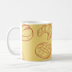 Bäckerei, Croissants, Lebensmittel Vintage nahtlos Kaffeetasse