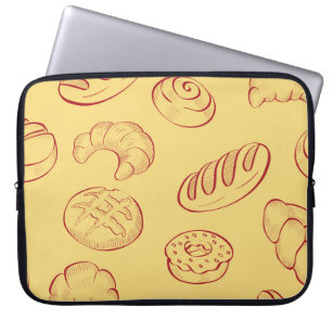 Bäckerei, Croissants, Lebensmittel Vintage nahtlos Laptopschutzhülle