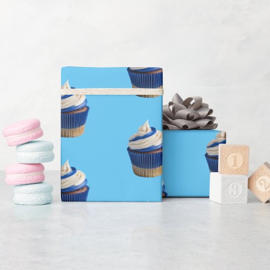 Bäckerei Cupcake Blue Geschenkpapier (Babyparty)