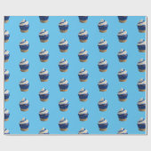 Bäckerei Cupcake Blue Geschenkpapier (Flach)