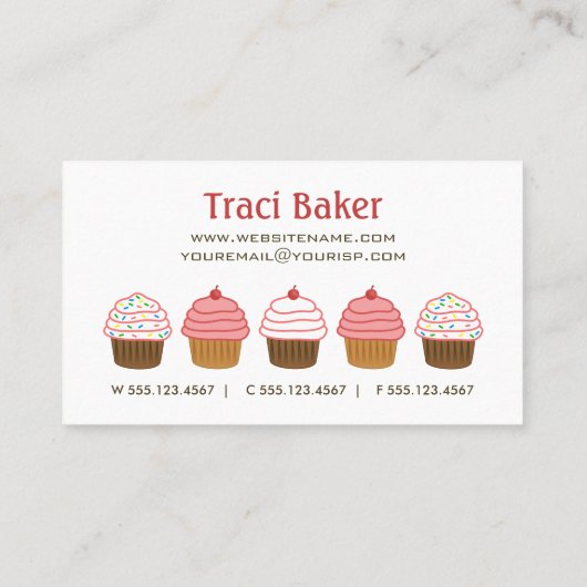 Bäckerei Cupcake Business Cards Visitenkarte (Rückseite)