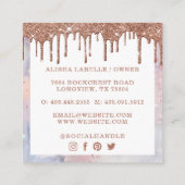 Bäckerei Cupcake Glitzer Rose Gold Pink Tropfen Quadratische Visitenkarte (Rückseite)