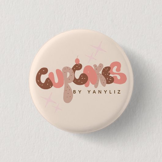 Bäckerei Cupcake Hand Letting Business Button (Vorderseite)