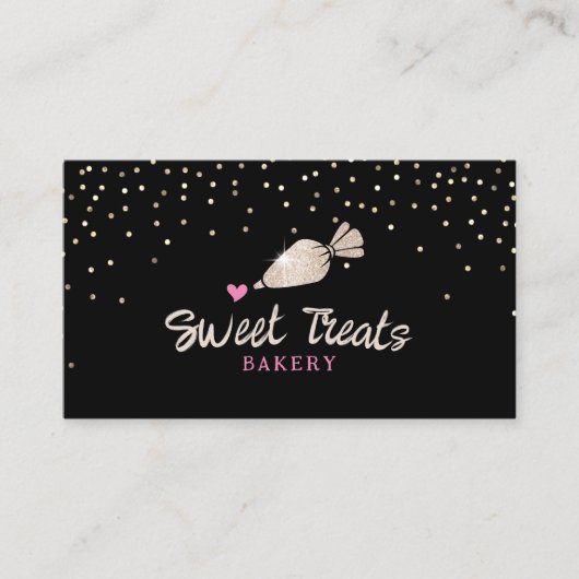 Bäckerei Cupcake Moderne Gold Konditorei Kuchen Visitenkarte (Vorderseite)