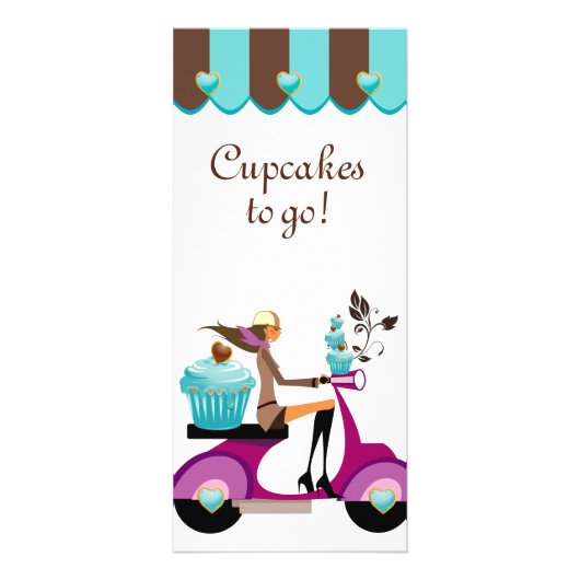 Bäckerei Cupcake Scooter Blue Canopy Werbekarte (Vorne)
