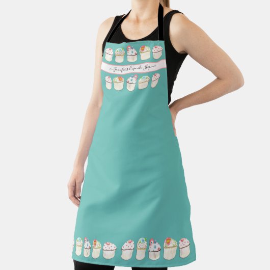 Bäckerei Cupcake Shop Aquarell Aquamarin Blue Gold Schürze (InSitu)