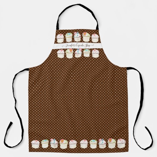 Bäckerei Cupcake Shop Wasserfarbene Blumen Schürze (Vorderseite)
