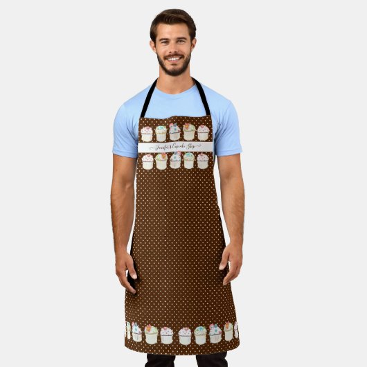 Bäckerei Cupcake Shop Wasserfarbene Blumen Schürze (Getragen)