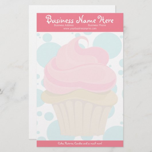 Bäckerei Cupcake stationär Briefpapier (Vorne/Hinten)