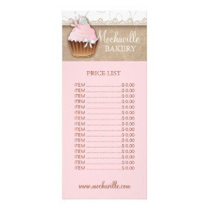 Bäckerei Cupcake Vintage Preisliste Karte Werbekarte