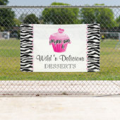 Bäckerei Cupcake Zebra Pink Dots Banner (Insitu)