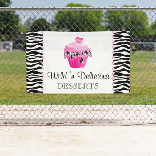 Bäckerei Cupcake Zebra Pink Dots Banner (Insitu)