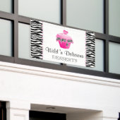 Bäckerei Cupcake Zebra Pink Dots Banner (Äußeres Gebäude)