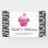 Bäckerei Cupcake Zebra Pink Dots Banner (Horizontal)