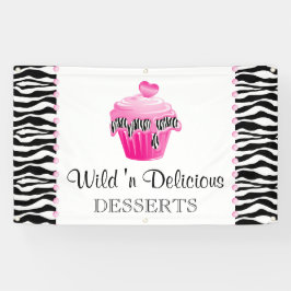 Bäckerei Cupcake Zebra Pink Dots Banner