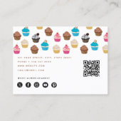 Bäckerei Cupcakes Süßigkeiten Backen QR Code Socia Visitenkarte (Rückseite)