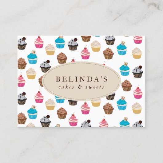 Bäckerei Cupcakes Süßigkeiten Backen QR Code Socia Visitenkarte (Vorderseite)