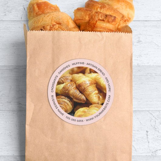 Bäckerei Custom Foto Pink Runder Aufkleber