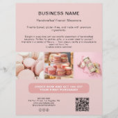Bäckerei Custom Foto QR Social Media Pink Business Flyer (Vorne)