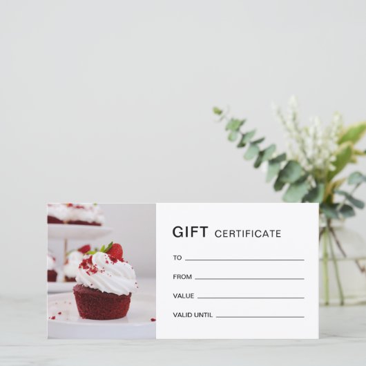 Bäckerei Custom Foto QR Weißes Geschenkgutschein (Stehend Vorderseite)