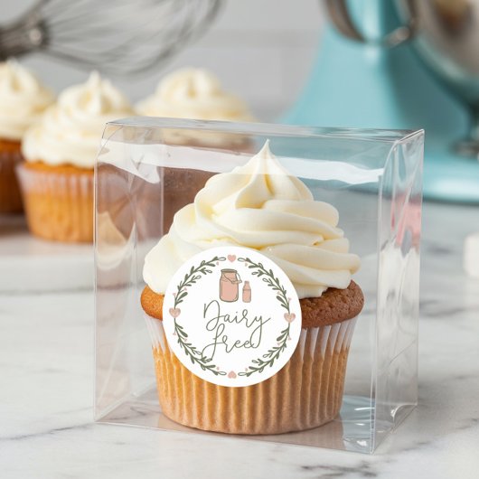 Bäckerei Dairy Free Milk Jug & Wreath Pink & Green Runder Aufkleber