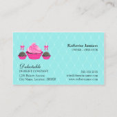 Bäckerei-Damast-Aqua-Rosa Visitenkarte (Rückseite)