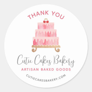 Bäckerei Danke Blush Pink Torte Gebäck Dessert Runder Aufkleber