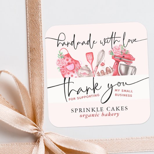 Bäckerei Danke Classic Quadratischer Aufkleber