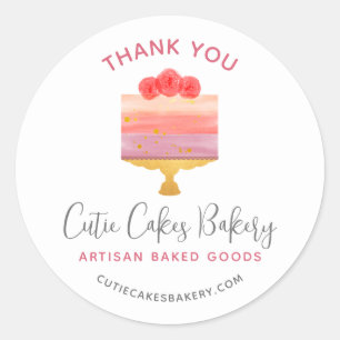 Bäckerei Danke Rosa Lila Kuchen Gebäck Dessert Runder Aufkleber