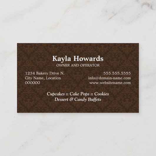 Bäckerei Desserts Visitenkarte (Rückseite)